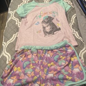 Little girls kitty pajama set